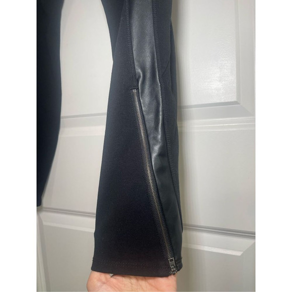 Athleta Luxe Ponte Black Faux Leather Zipper Moto Leggings Womens Size Medium - Picture 7 of 9